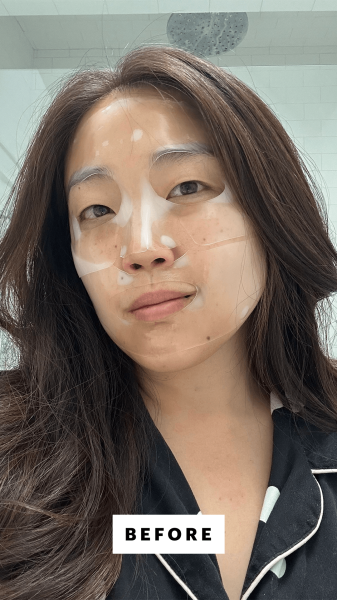 Lee after wearing Biodance BioCollagen Real Deep Mask after four hours